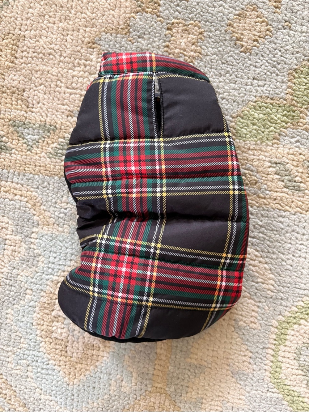 NWOT J. Crew Plaid Puffer Dog Coat in Red, Green, Black